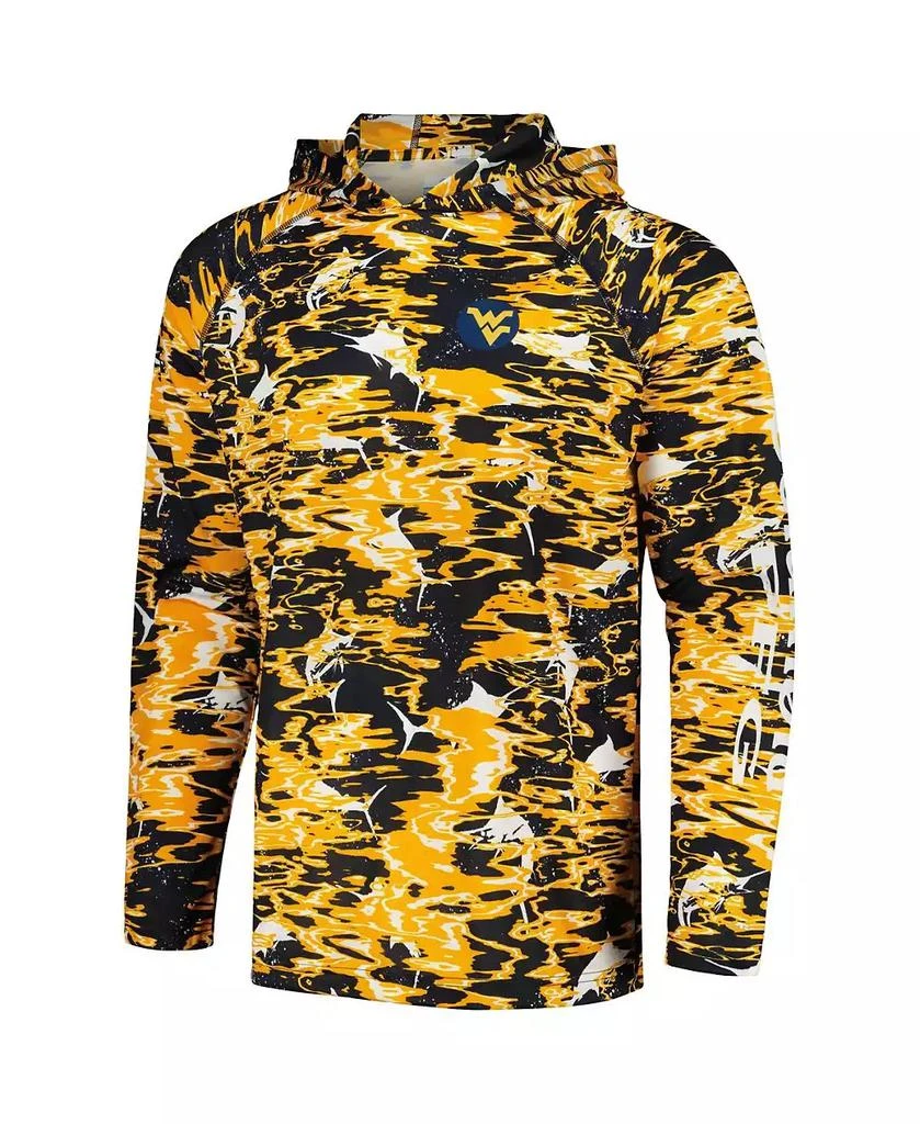 商品Columbia|Men's  Navy West Virginia Mountaineers PFG Terminal Tackle Omni-Shade Rippled Long Sleeve Hooded T-shirt,价格¥337,第3张图片详细描述