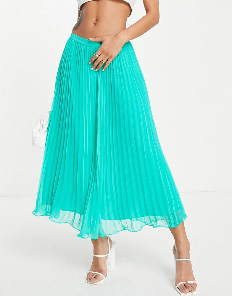 商品French Connection|French Connection pleated midi skirt in bold green,价格¥419,第1张图片