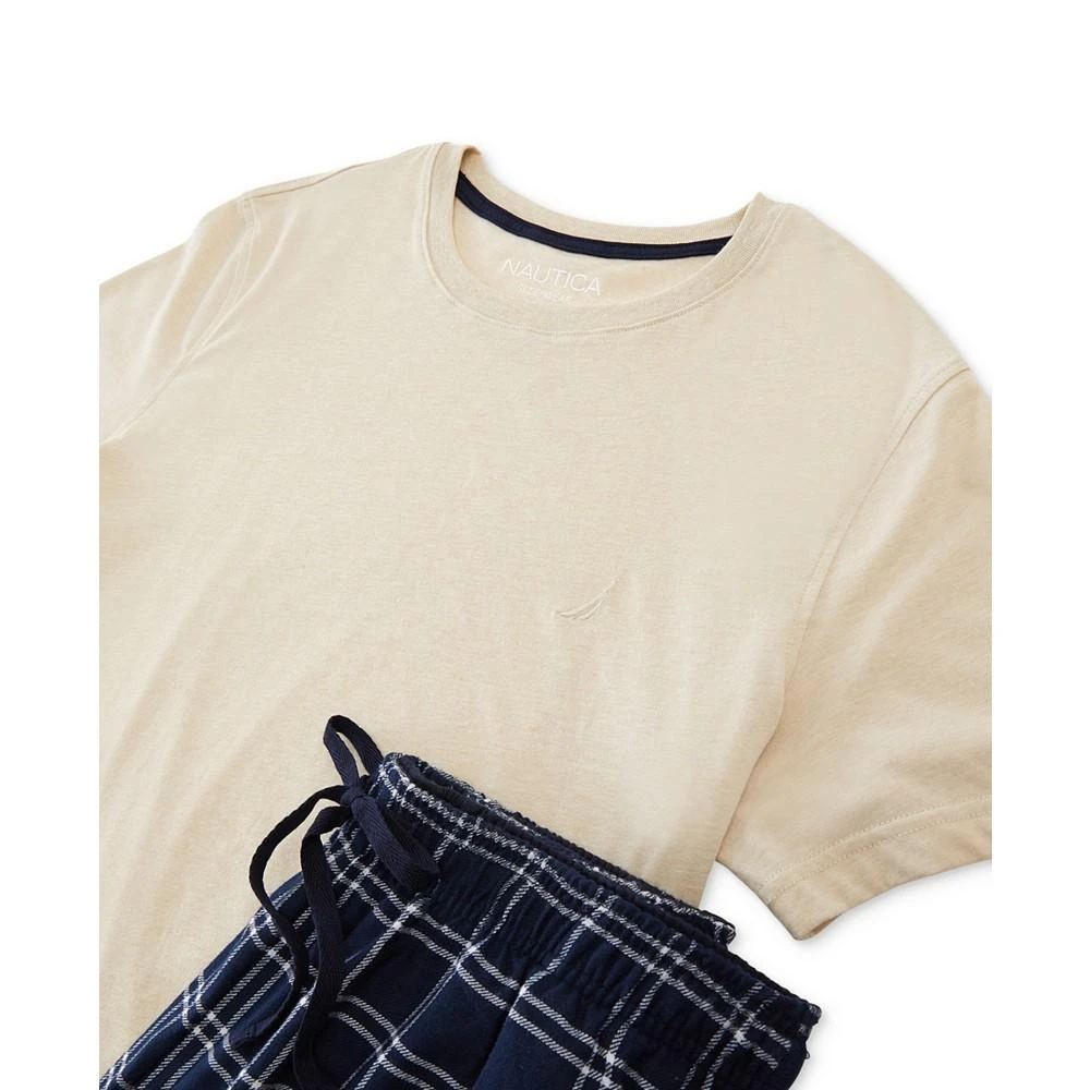 商品Nautica|Men's 2-Pc. Classic-Fit Solid T-Shirt & Plaid Flannel Pajama Pants Set,价格¥208,第2张图片详细描述