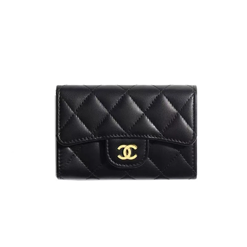 商品Chanel|【现货】香奈儿 经典款 女士黑色小羊皮CF双C金扣LOGO卡包钱包AP0214Y01295C3906,价格¥5346,第1张图片