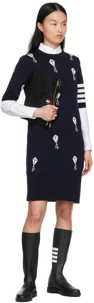 商品Thom Browne|Navy 4-Bar Half Drop Sky Short Dress,价格¥3019,第4张图片详细描述