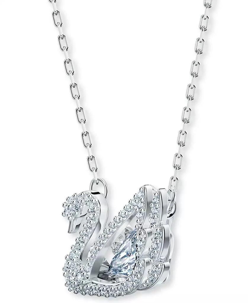 商品Swarovski|Silver-Tone Dancing Swan Crystal Pendant Necklace, 15" + 2" extender,价格¥1488,第2张图片详细描述