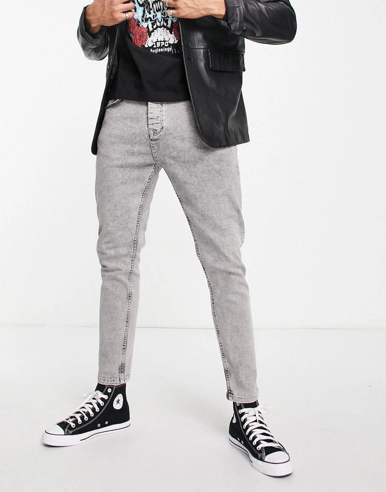 商品Topman|Topman tapered jeans in acid grey,价格¥228,第3张图片详细描述