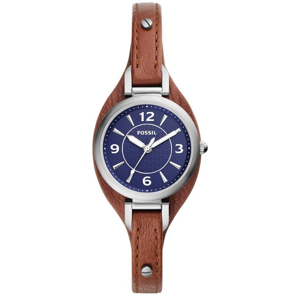 商品Fossil|Women's Carlie Mini Three Hand, Brown Leather Strap Watch,价格¥730,第1张图片