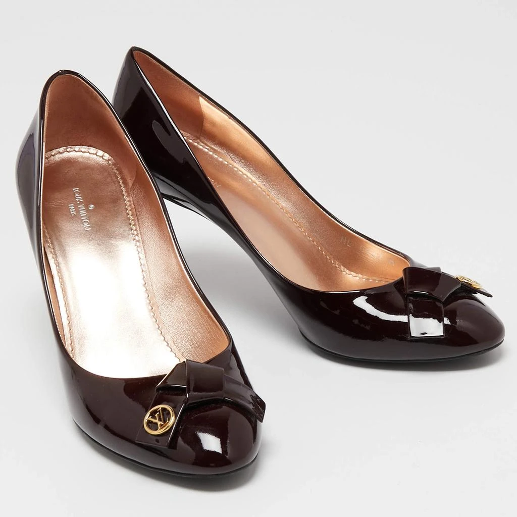 商品[二手商品] Louis Vuitton|Louis Vuitton Burgundy Patent Leather Fiance Bow Pumps Size 38.5,价格¥4358,第4张图片详细描述