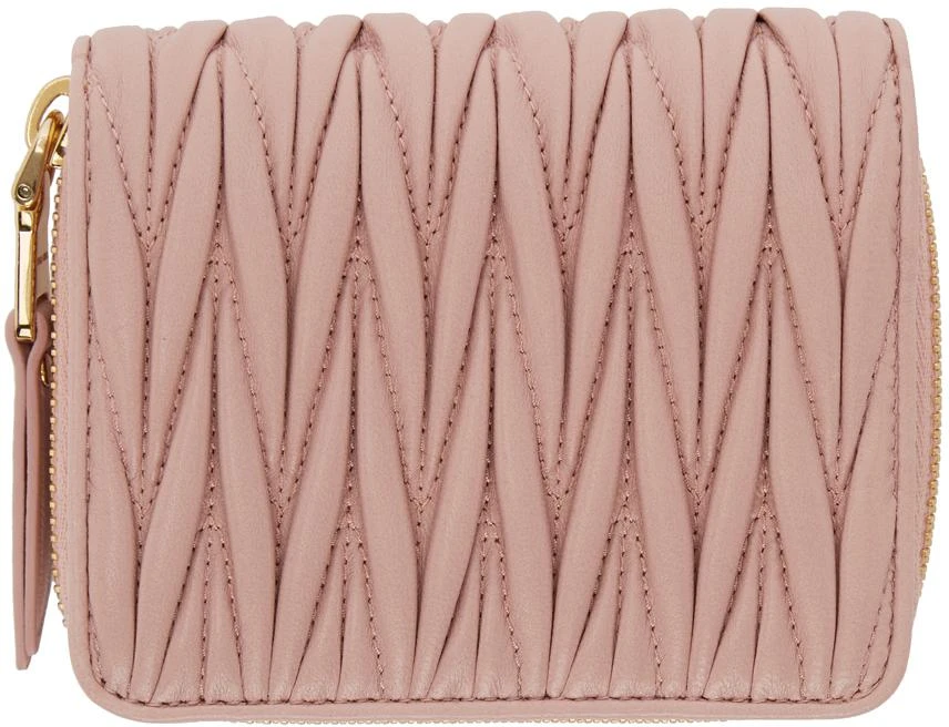 商品Miu Miu|Pink Quilted Zip Around  钱包,价格¥4093,第2张图片详细描述