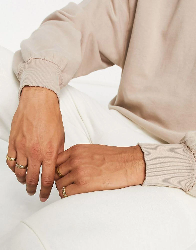 商品ASOS|ASOS DESIGN super oversized sweatshirt with nibbled hem and cuff in beige,价格¥119,第3张图片详细描述