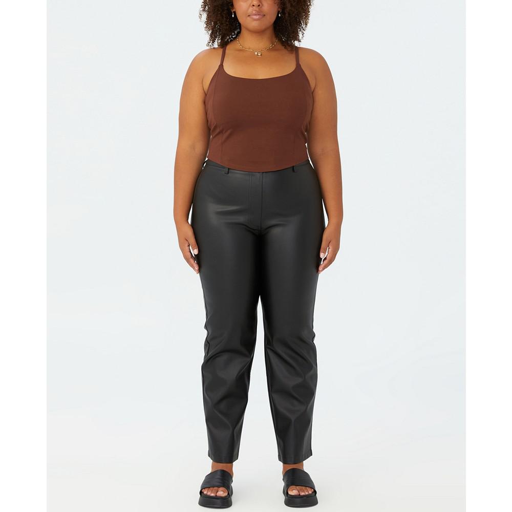 Trendy Plus Size Arlow Straight Leather Pants商品第4张图片规格展示
