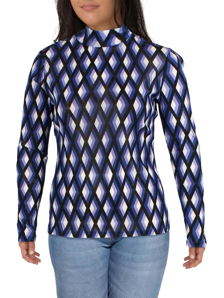 Remy Womens Geometric Print Lightweight Mock Turtleneck Sweater商品第1张图片规格展示