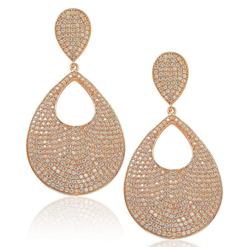 商品Suzy Levian|Suzy Levian Sterling Silver Cubic Zirconia Tear Drop Pave Earrings,价格¥1827,第1张图片