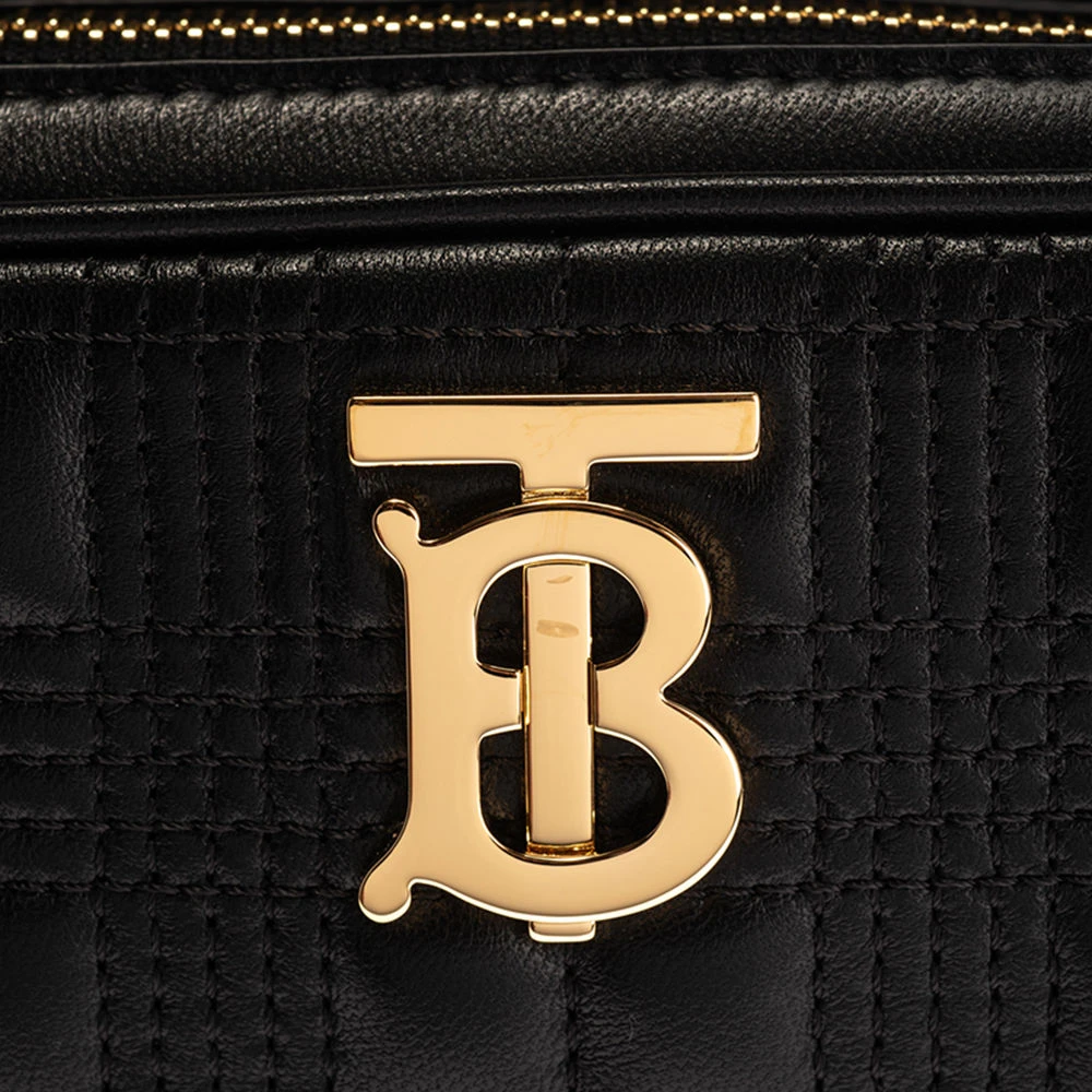 BURBERRY 女士黑色皮质绗缝格纹双肩包 8019601 商品