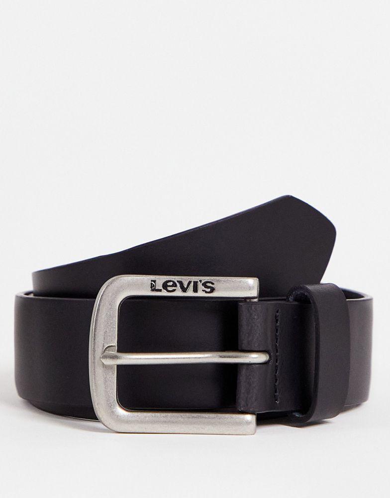 Levi's seine leather belt in black with logo商品第1张图片规格展示
