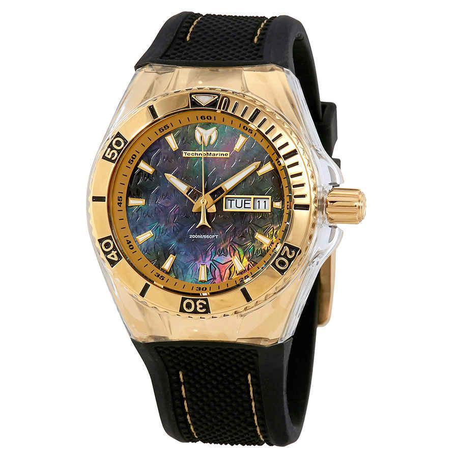 商品TechnoMarine|Cruise Monogram Black Mother of Pearl Mens Watch 115213,价格¥856,第1张图片