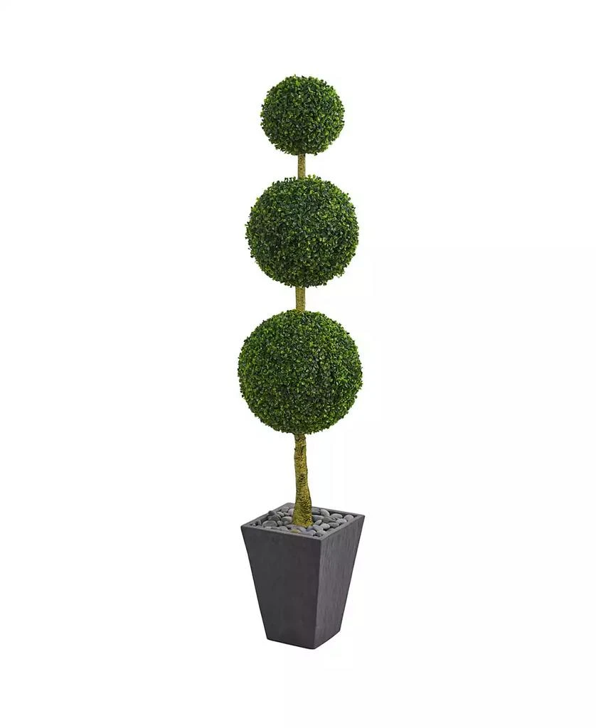 商品NEARLY NATURAL|6' Boxwood Triple Ball Topiary Artificial Tree in Slate Planter UV Resistant,价格¥3970,第1张图片