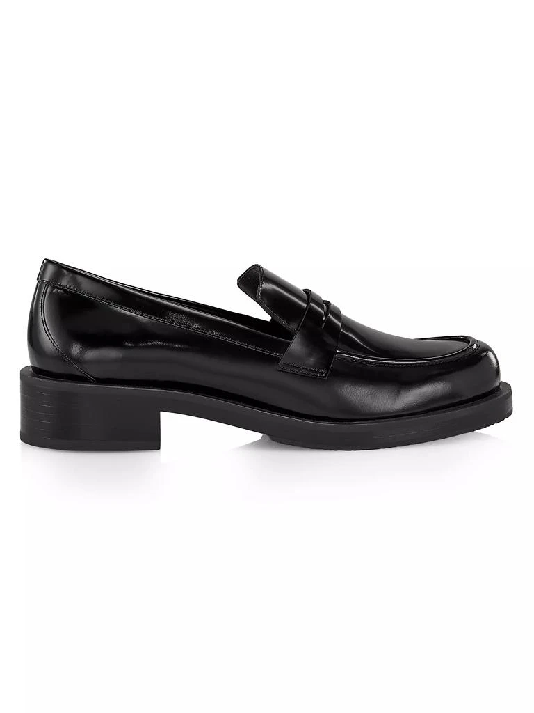 商品Stuart Weitzman|Palmer 40MM Brushed Leather Stacked Heel Loafers,价格¥1128,第1张图片