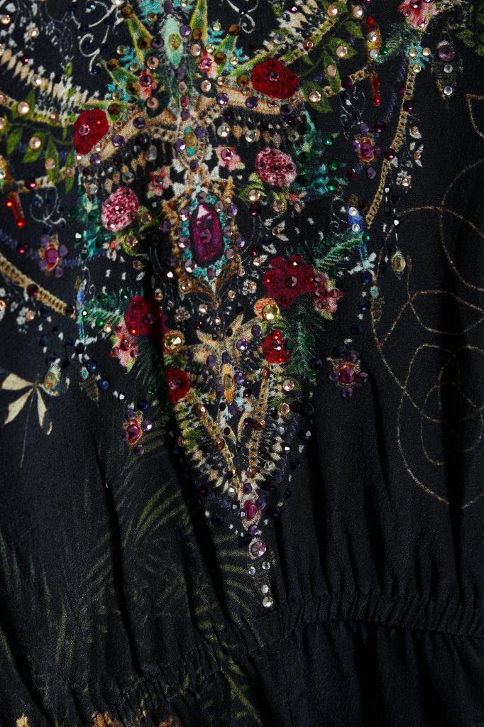 Cold-shoulder chiffon-paneled printed silk crepe de chine playsuit商品第2张图片规格展示