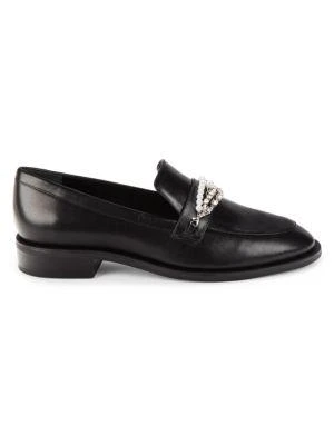 商品Stuart Weitzman|Embellished Leather Loafers,价格¥1825,第1张图片