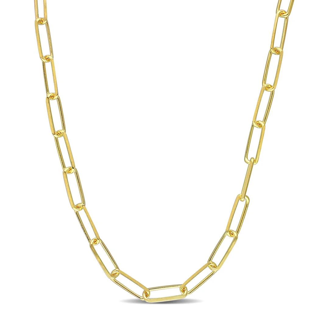 商品Mimi & Max|5mm Diamond Cut Paperclip Chain Necklace in Yellow Plated Sterling Silver - 16 in,价格¥427,第1张图片