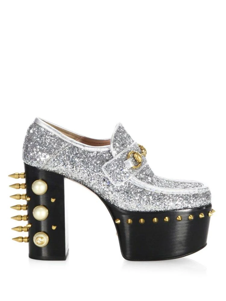 商品Gucci|Gucci - Vegas Pearl & Stud Glitter Platform Pumps,价格¥6187,第5张图片详细描述