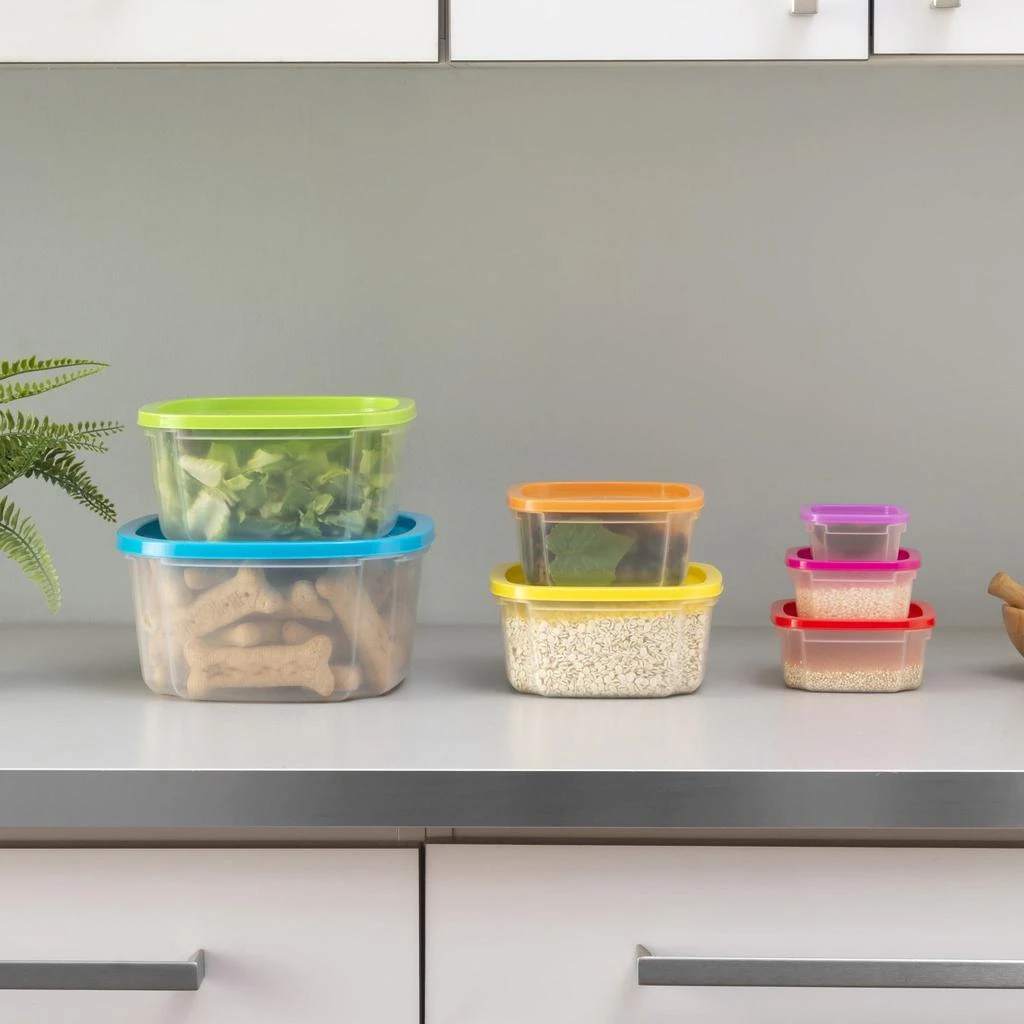 商品Home Basics|Home Basics 7 Piece Plastic Food Storage Container Set with Multi-Colored Lids,价格¥131,第2张图片详细描述