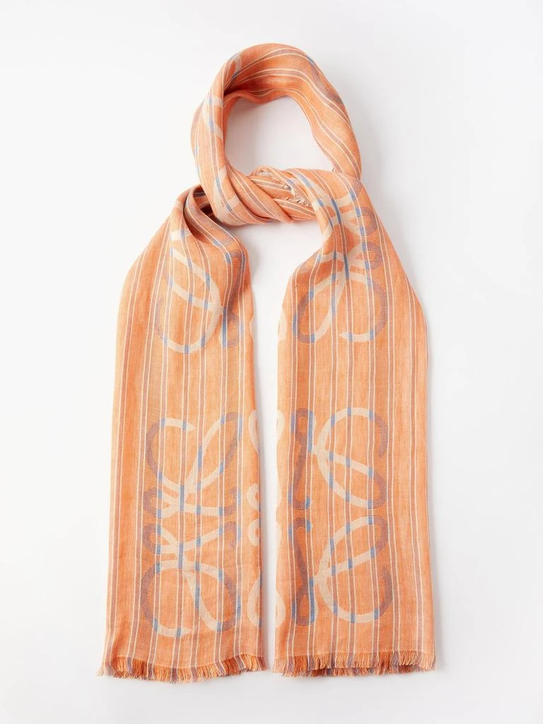 商品Loewe|Anagram stripe linen-blend scarf,价格¥2130,第1张图片