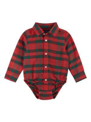 Baby Boy's 2 Piece Flannel Button Down Suspender Set商品第3张图片规格展示