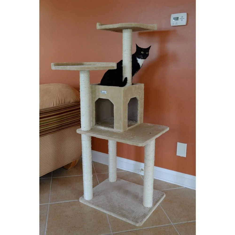 商品Macy's|57-Inch Real Wood Cat Tree With Two-Door Condo,价格¥784,第2张图片详细描述