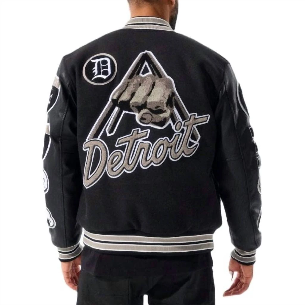 商品JORDAN CRAIG|Motown Varsity Jacket In Black Shadow,价格¥1038,第2张图片详细描述