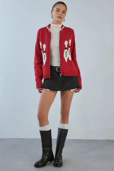 BDG BDG Scottie Graphic Knit Zip-Up Cardigan - Sweaters