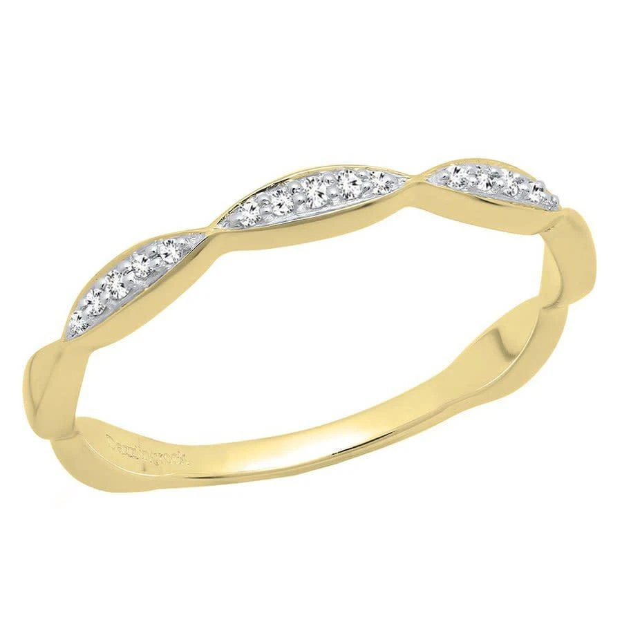 商品Dazzling Rock|Dazzling Rock Dazzlingrock Collection 0.05 Carat (ctw) 10K Round Diamond Ladies Anniversary Wedding Stackable Band, Yellow Gold, Size 8,价格¥1582,第1张图片