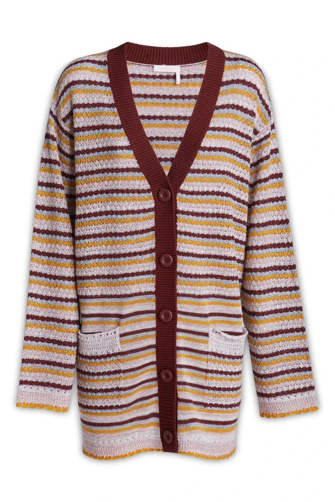 商品See by Chloé|See By Chloé Striped V-Neck Cardigan,价格¥1778,第1张图片