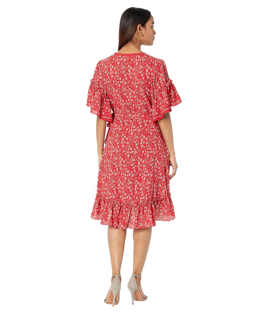 Ruffle Sleeve Woven Wrap Dress商品第2张图片规格展示