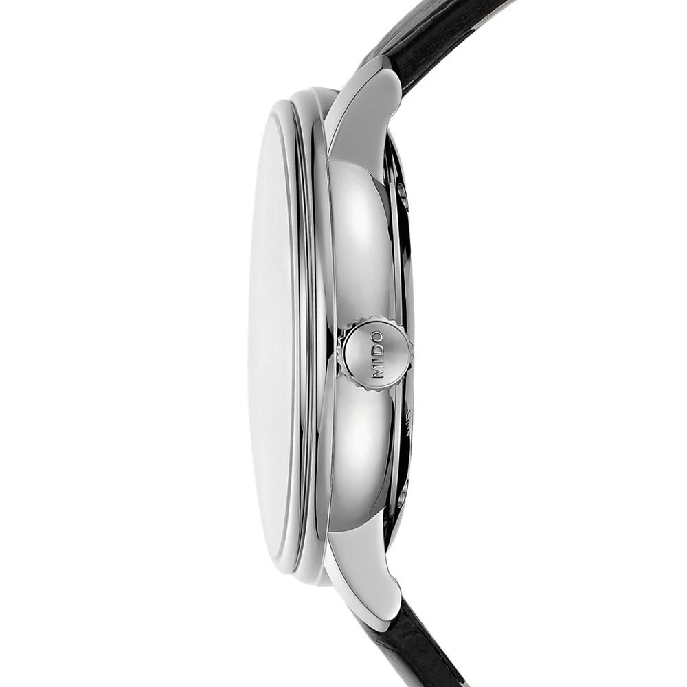 商品MIDO|Men's Swiss Automatic Baroncelli III Black Leather Strap Watch 40mm,价格¥7140,第2张图片详细描述