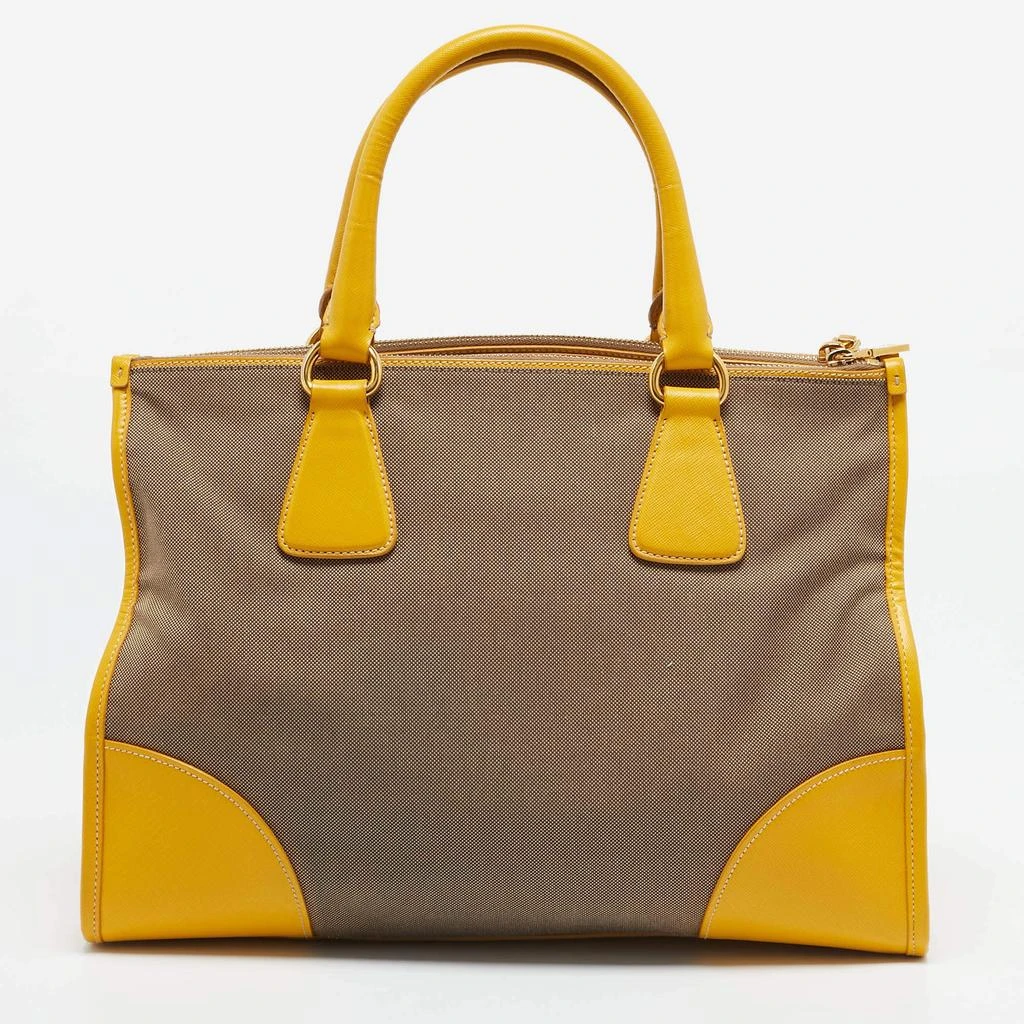 商品[二手商品] Prada|Prada Yellow/Beige Logo Jacquard and Leather Double Zip Tote,价格¥4903,第4张图片详细描述