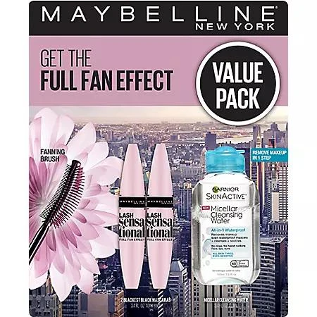 商品Maybelline|Maybelline Lash Sensational Washable Mascara and Garnier Micellar Cleansing Water Kit,价格¥124,第1张图片