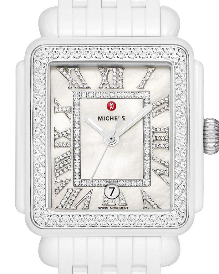 商品Michele|Deco Madison White Ceramic Diamond Watch, 33mm x 35mm,价格¥30734,第3张图片详细描述