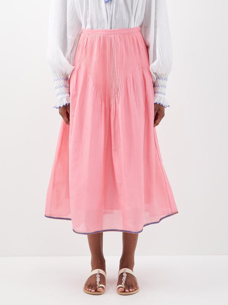 商品Thierry Colson|Verde pintucked cotton midi skirt,价格¥2846,第1张图片