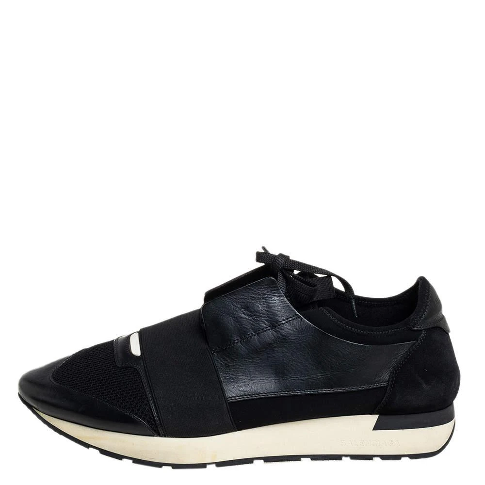 商品[二手商品] Balenciaga|Balenciaga Black Mesh, Suede And Leather Race Runner Sneakers Size 45,价格¥3443,第2张图片详细描述