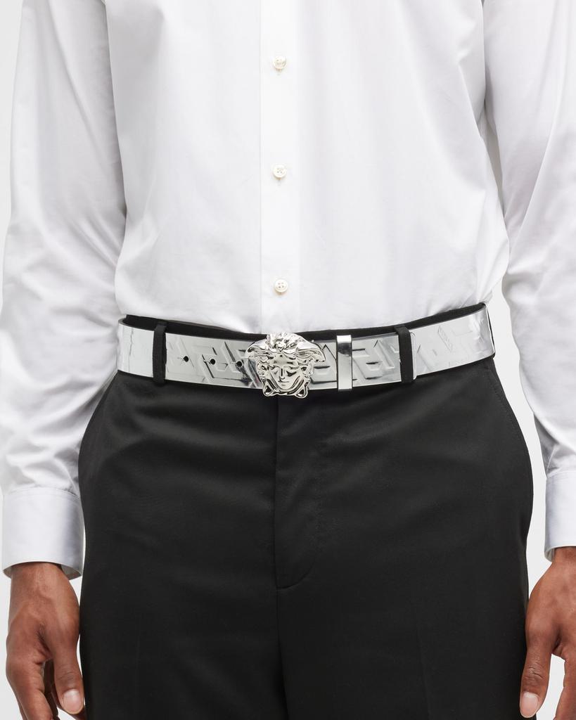 商品Versace|Men's Medusa Head Buckle Metallic Leather Belt,价格¥3222,第4张图片详细描述
