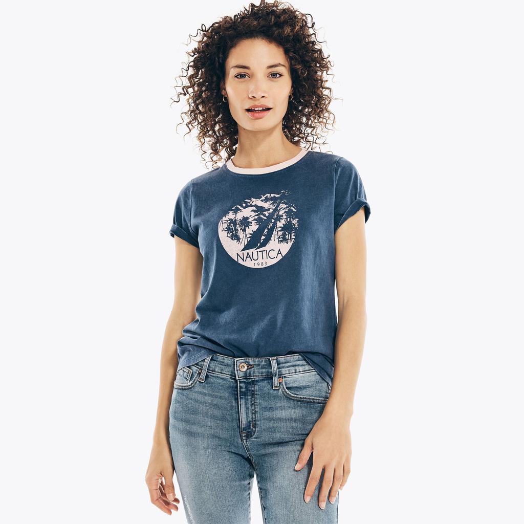 商品Nautica|Nautica Womens Palm Trees Graphic T-Shirt,价格¥97,第1张图片
