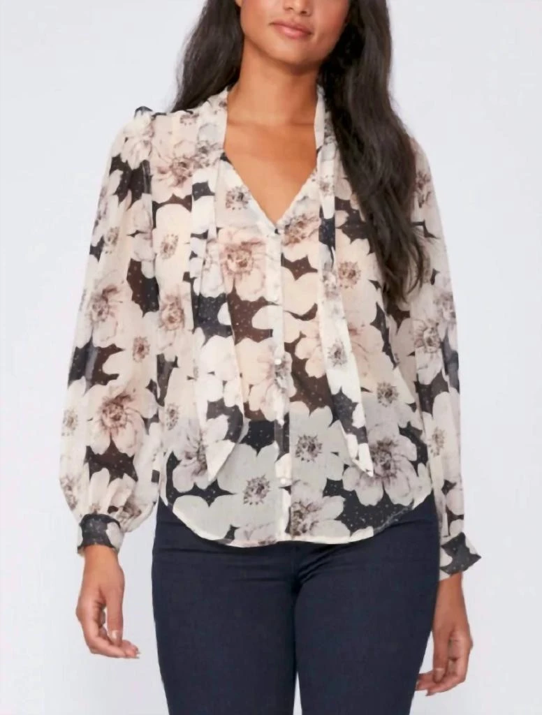 商品Paige|Giada Blouse In Black/White Floral,价格¥1197,第1张图片