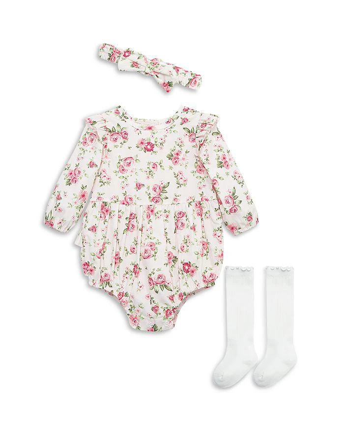 商品Little Me|Girls' Roses Headband, Romper, & Socks Set - Baby,价格¥189,第1张图片