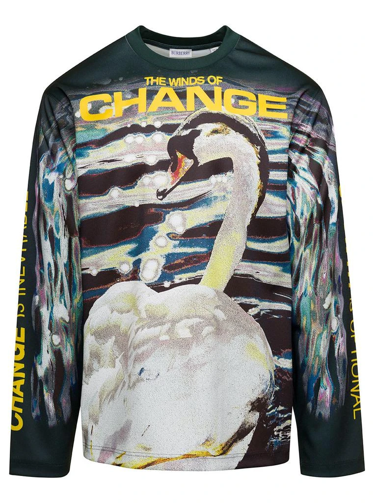 商品Burberry|the Winds Of Change Multicolor Long-sleeve T-shirt With Swan Print In Jersey Man,价格¥4850,第1张图片