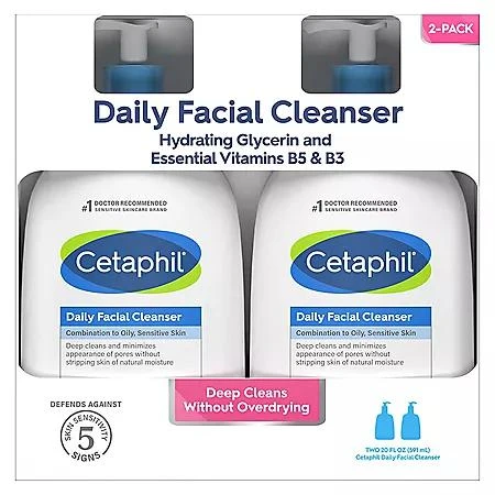 商品Cetaphil|Cetaphil Daily Facial Cleanser, 20 fl. oz., 2 pk.,价格¥182,第1张图片