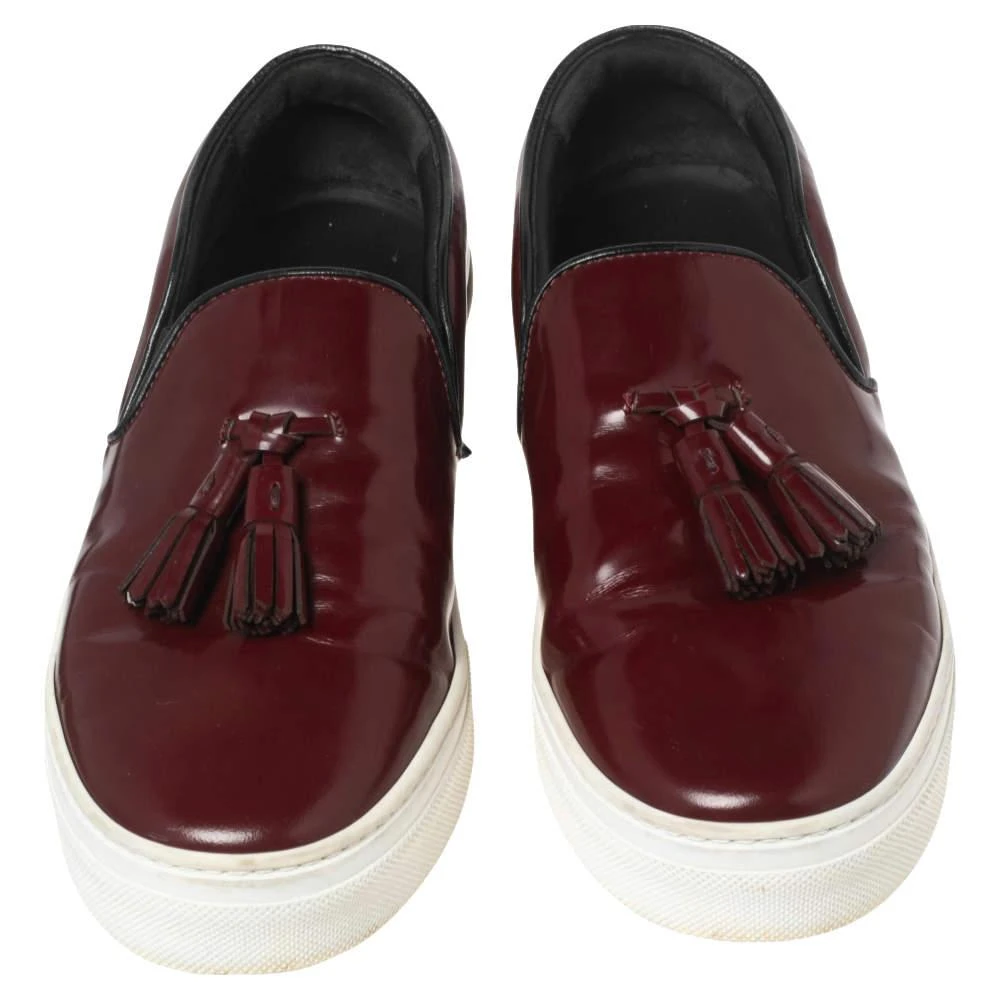 商品[二手商品] Celine|Celine Burgundy Leather Tassel Slip On Sneakers Size 37.5,价格¥1098,第3张图片详细描述