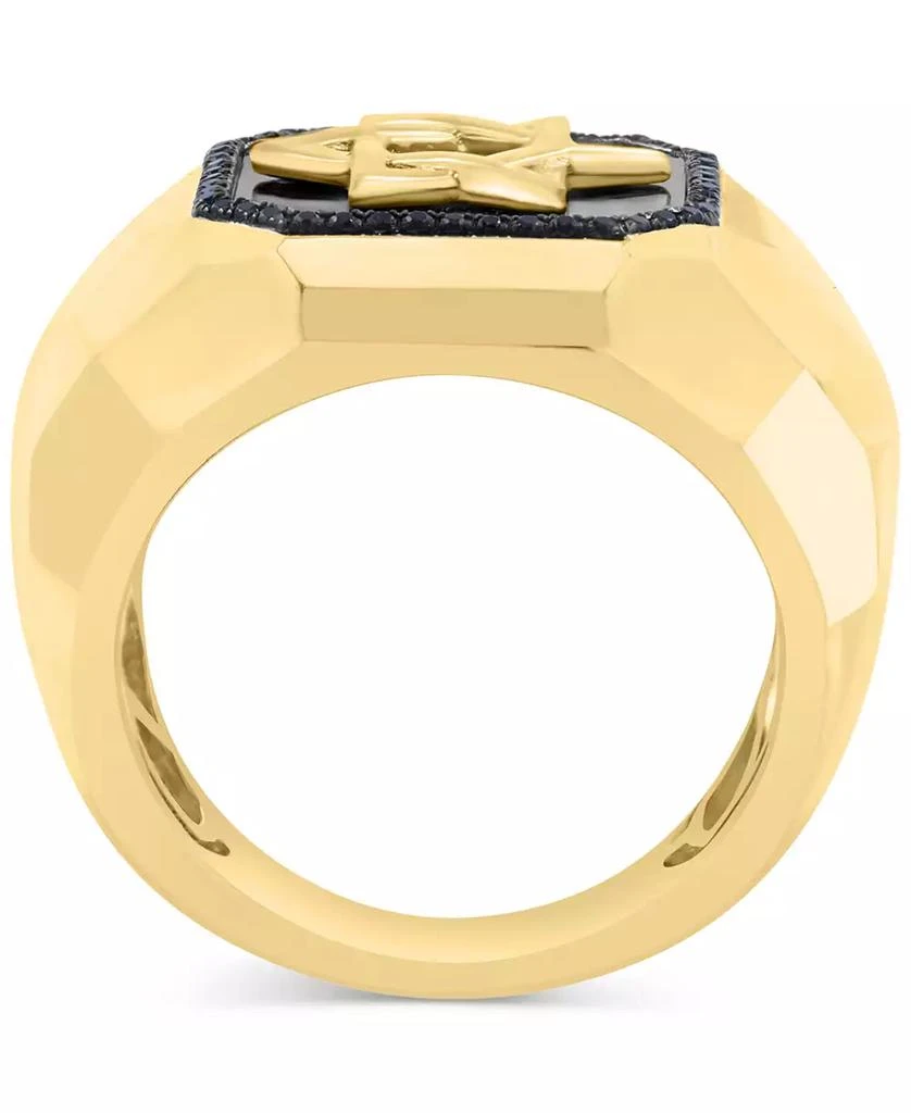 商品Effy|EFFY® Men's Onyx & Black Spinel (1/5 ct. t.w.) Star of David Ring in Sterling Silver & 14k Gold-Plate,价格¥1154,第4张图片详细描述