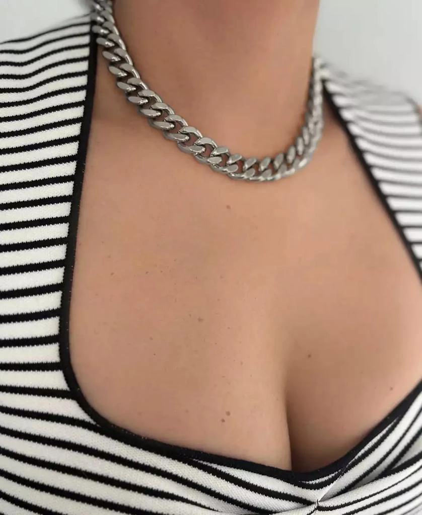 商品ADORNIA|Tarnish Resistant Silver Wide Curb Chain Necklace,价格¥256,第3张图片详细描述