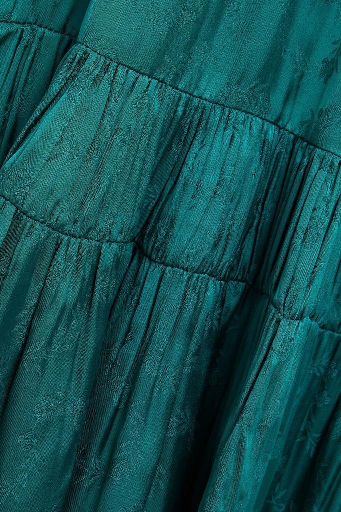 商品Sandro|Gathered pleated satin-jacquard mini dress,价格¥1262,第6张图片详细描述