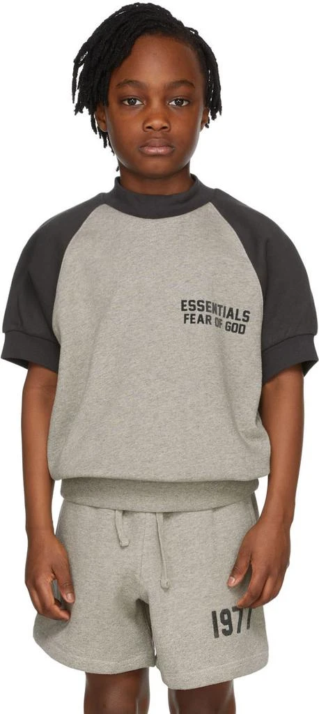 商品Essentials|Kids Grey & Black Short Sleeve Raglan Sweatshirt,价格¥264,第2张图片详细描述