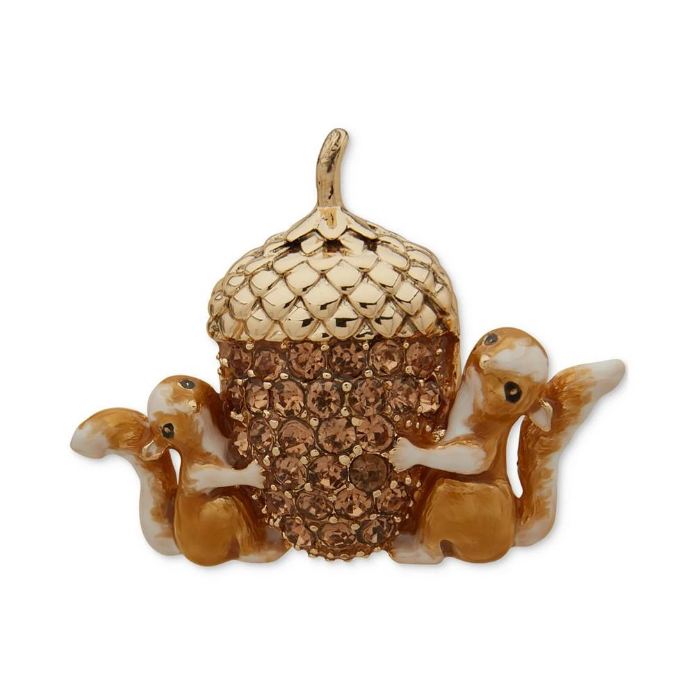 商品Anne Klein|Women's Boxed Gold-Tone Crystal Squirrels & Acorn Pin,价格¥150,第1张图片